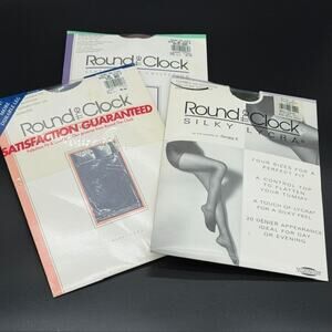 3 Pairs VTG Round The Clock Panythose ~ Style 135, 66, & 62 ~ Size D